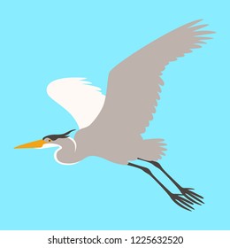the heron is flying vector illustration flat style profile view