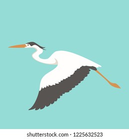 the heron is flying vector illustration flat style profile view