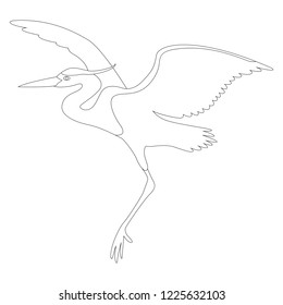 the heron is flying vector illustration   lining draw  profile view