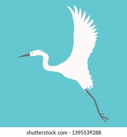 heron flying, vector illustration,flat style,profile side