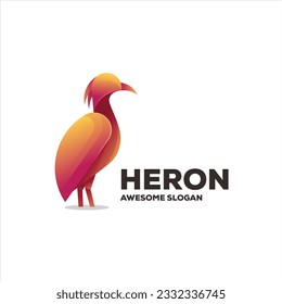 diseño del logotipo de la ilustración de la mascota de gradiente de heron