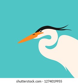  heron  head , vector illustration , flat style, profile view