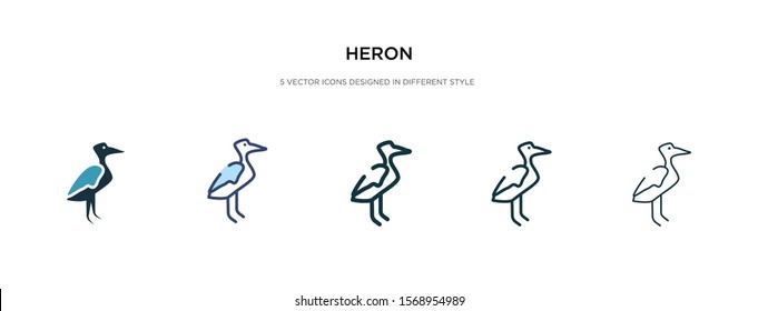 heron icon in different style vector illustration. two colored and black heron vector icons designed in filled, outline, line and stroke style can be used for web, mobile, ui