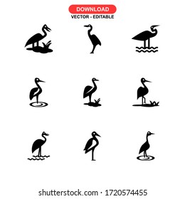 heron  icon or logo isolated sign symbol vector illustration - Collection of high quality black style vector icons
