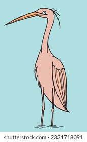 Heron illustration image. 
Hand drawn image artwork of a crane. 
Simple cute original logo.
Hand drawn vector illustration for posters, cards, t-shirts.