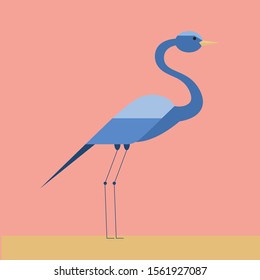 Heron, illustration, vector on white background.