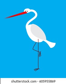 Heron isolated. Bird with long legs and beak
