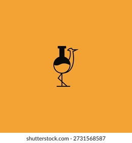 Heron Lab Flask Logo Design.