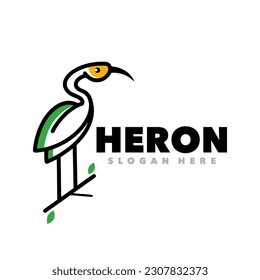 Plantilla de logotipo simple de la hoja de heron