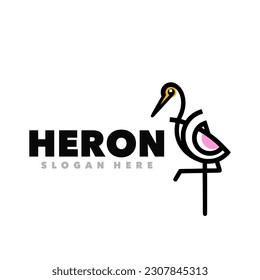 Heron line simple mascot logo template