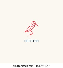 Heron logo design. Flamingo icon illustration vector