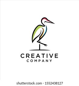 
Heron logo design. Flamingo icon illustration vector,  logo design inspiration