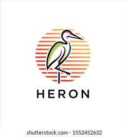 Heron logo design. Flamingo icon illustration vector
