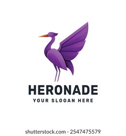 Heron logo gradient colorful vector icon illustration