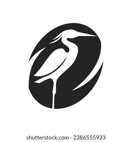 Heron Logo Vorlage einzeln. Markenidentität. Abstrakte Vektorgrafik von Icon