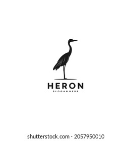heron logo template, vector, icon in white background