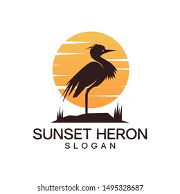 heron  logo - vector illustration of design on a light background