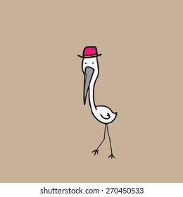 Heron long beak cartoon vector