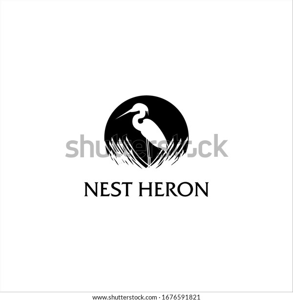 heron nest silhouette logo\
vector