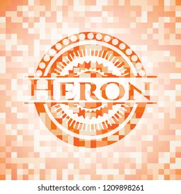 Heron orange mosaic emblem