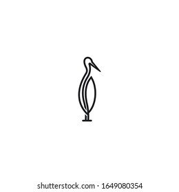 Heron outline design vector illustration. Line art heron logo design.