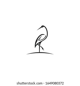 Heron outline design vector illustration. Line art heron logo design.