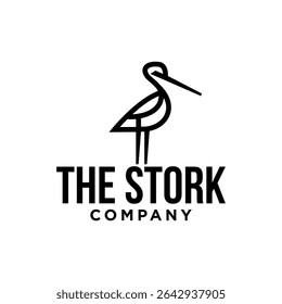 heron pelican stork logo line art line outline monoline icon design stock gulf bird coast beach illustration abstract ibis logo