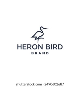 heron pelican stork logo lineart line outline monoline icon design stock flamingo or gulf bird coast beach illustration abstract