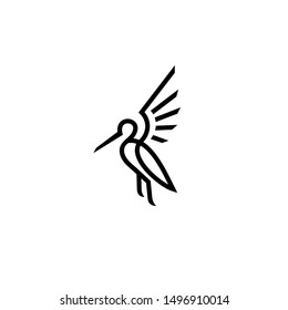heron pelican stork vector logo lineart line outline monoline icon design stock gulf bird coast beach illustration abstract