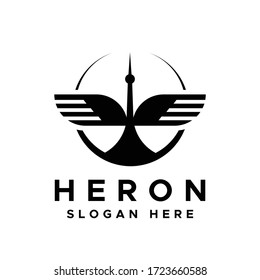 Heron pelican stork vector logo lineart line outline monoline icon design stock gulf bird coast beach illustration abstract