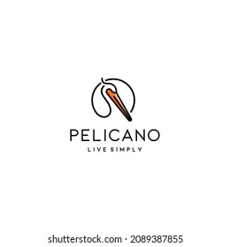 heron pelican stork vector logo in monoline or line art style