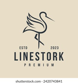Heron pelican stork Vektorgrafik Logo Linie Linie Linie Umriss Monoline Icon Design Stock Flamingo oder Golf Vogel Küste Strandgrafik Abstrakte