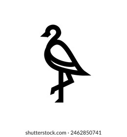 Reiher Pelikan Storch Vektorgrafik Logo LinieArt Linie Umriss Monoline Icon Design Stock Golf Vogel Küste Strand Illustration Abstrakte Ibis Logo