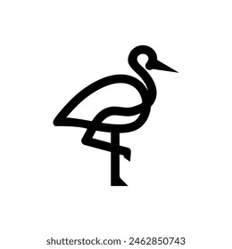 heron pelican stork vector logo lineart line outline monoline icon design stock gulf bird coast beach illustration abstract ibis logo