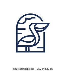 heron pelican cegonha vetor logotipo linha arte