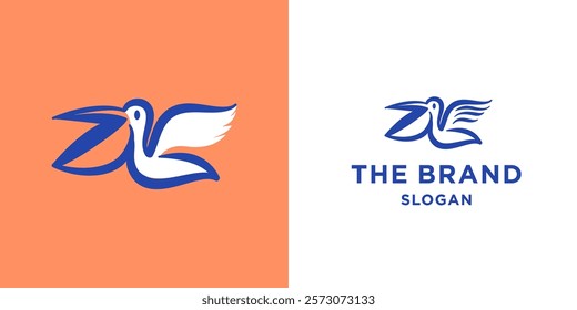 heron pelican stork vector logo lineart mascot icon design stock gulf bird coast beach illustration abstract ibis logo