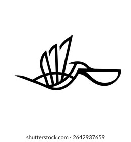 heron pelican stork vector logo line art mascot icon design stock gulf bird coast beach illustration abstract ibis logo