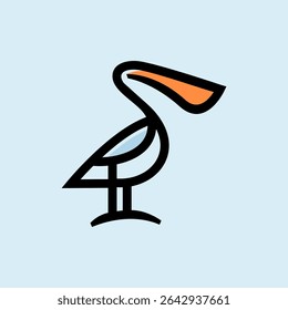 heron pelican stork vector logo line art mascot icon design stock gulf bird coast beach illustration abstract ibis logo