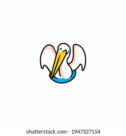 heron Pelican Vector icon Logo Template illustration