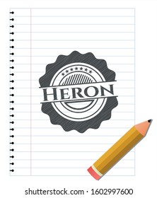 Heron pencil strokes emblem. Vector Illustration. Detailed.