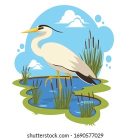 Heron Pond Illustration Stock Vector (Royalty Free) 1690577029 ...