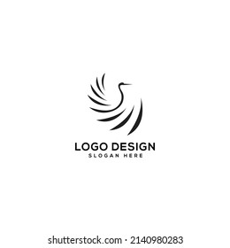 Heron shape logo design vector illustration