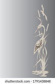 Heron silhouette
Delicate illustration of a heron in the reeds.