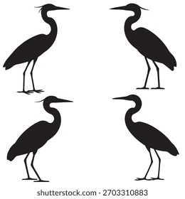 Heron Silhouette | Eleganter Vogel-Vektor | Wildlife Nature Design Illustration