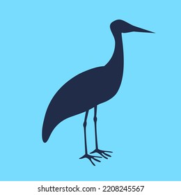 Heron Silhouette On Blue Background