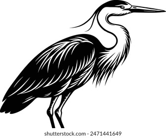 heron silhouette vector white background eps 10