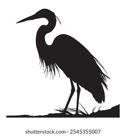 A heron silhouette with white background
