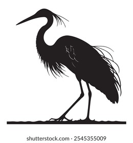 A heron silhouette with white background
