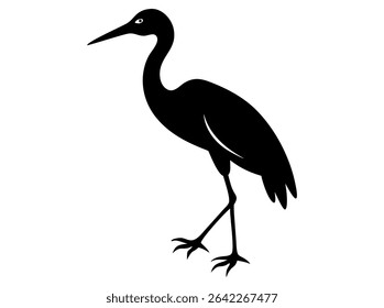 Heron Silhouettes Against a White Background,  silhouettes of herons, presented in a simple, clean design against a pure white backdrop. heron, bird, wildlife, nature, animal, avian, profile, graphic.
