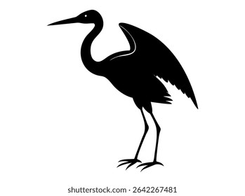 Silhuetas Heron Contra um fundo branco, silhuetas de garças, apresentadas em um design simples, limpo contra um fundo branco puro. garça, pássaro, vida selvagem, natureza, animal, aviário, perfil, gráfico.